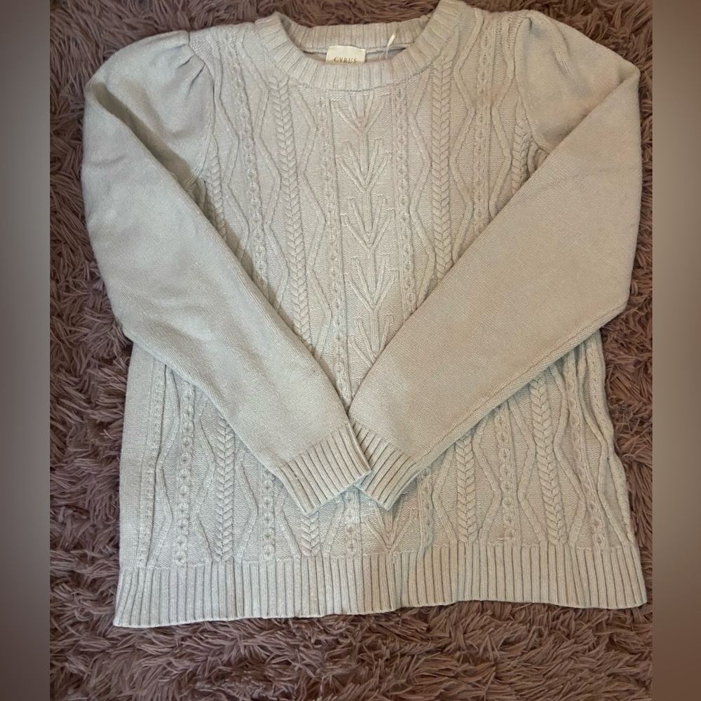 Cyrus Light Beige Cable Knit Sweater